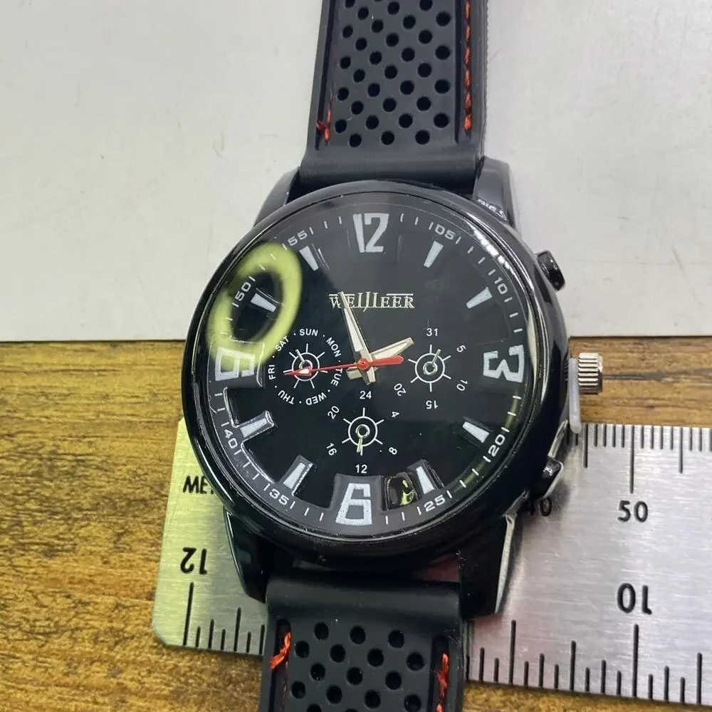 GT Mens Racing Style Rugged Rubber Black Red Watch New Battery